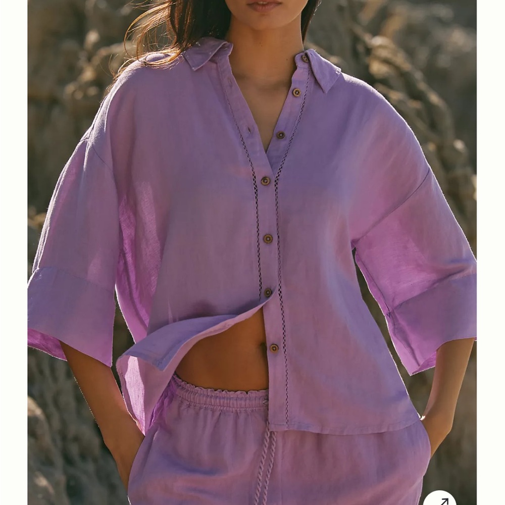 NWT Anthropologie Linen Set in Lilac